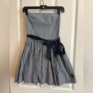 Abercombie and fitch strapless gingham white and navy dress.